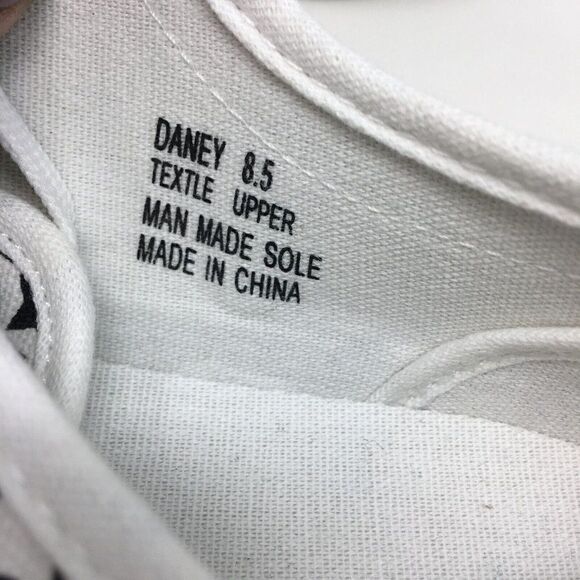 Bebe Women's Sneakers White Black Size 8.5 Daney Canvas Stars Logo Print Lace Up - Picture 8 of 8